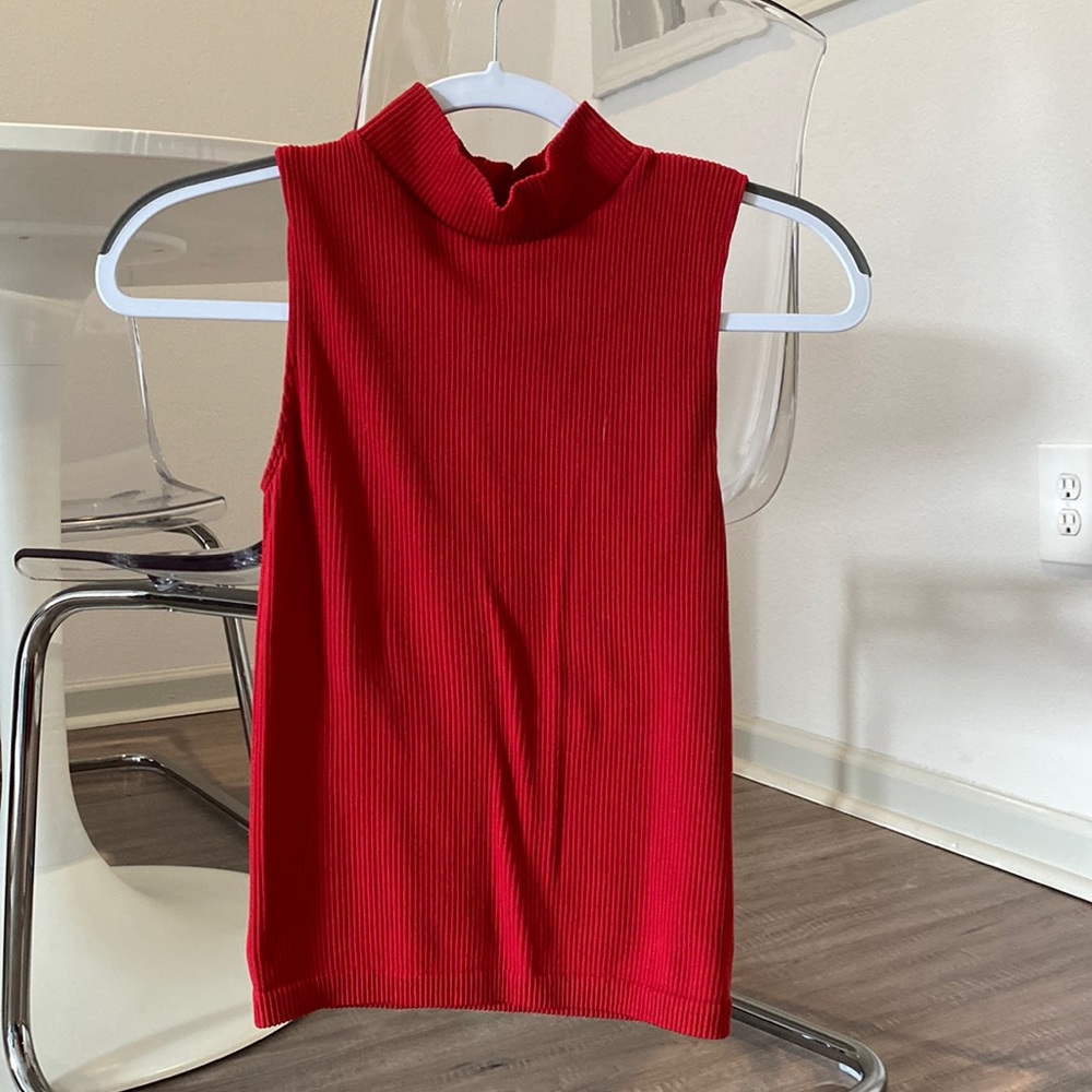 Cotton Candy Red High Neck Tank